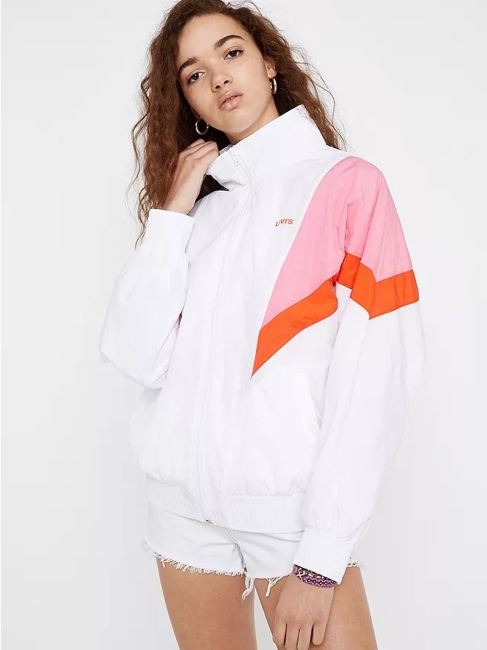 Levi's Reese Windbreaker Zip Up White Color-block Jacket Size M